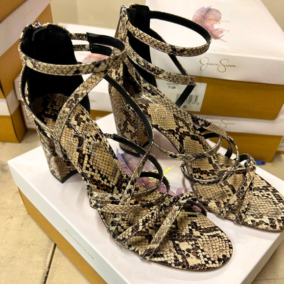 Jessica Simpson python print high-heeled shoes - Picture 1 of 9